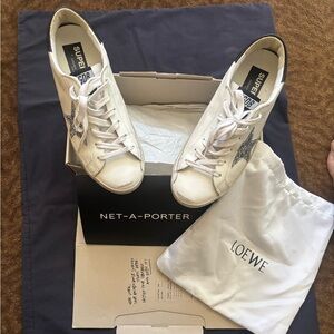 Golden Goose White Sneakers with Silver Star